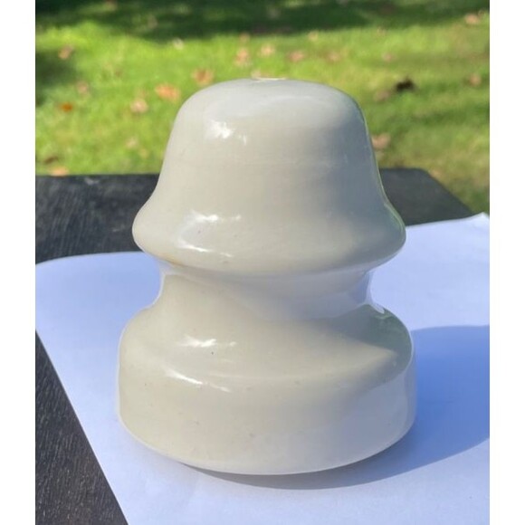 Vintage Westinghouse White Porcelain Spool Insulator "W" Logo w/ Wooden Post - Picture 4 of 8